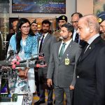 Prime Minister Muhammad Shehbaz Sharif visiting the exhibition held at the inauguration of National Aerospace Science and Technology Park