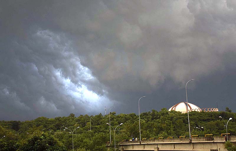 A view of thick black clouds hovering over the sky in the Federal Capital