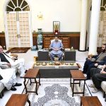 A delegation from Balochistan comprising Sardar Aslam Bizenjo, Mir Khalid Langu, Mir Asim Kurd Gello and Mir Waleed Bizenjo call on Caretaker Prime Minister Anwaar-ul-Haq Kakar