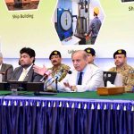 Prime Minister Muhammad Shehbaz Sharif addresses a meeting organized by Karachi Chamber of Commerce and Industries (KCCI)