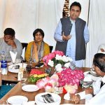 Senator, President of Pakistan Muslim League-N Minority Wing Kamran Mayikal addressing a meeting to celebrate Minority Day, Jashan Azadi Day