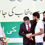 Caretaker Prime Minister Anwaar-ul-Haq Kakar distributes cheques of 2 million rupees each to individuals from the Christian community whose residences were damaged due to mob violence in Tehsil Jaranwala