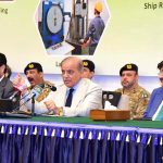 Prime Minister Muhammad Shehbaz Sharif addresses a meeting organized by Karachi Chamber of Commerce and Industries (KCCI).