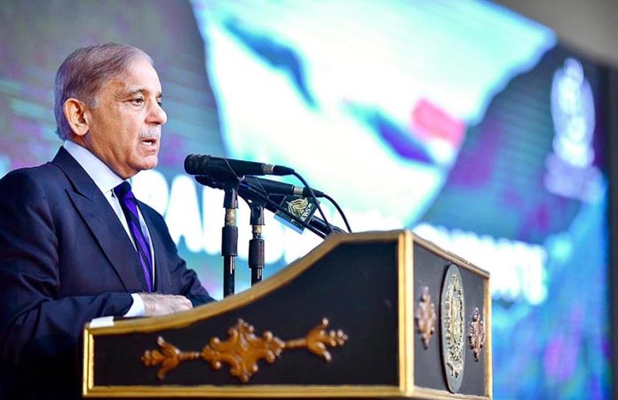 Prime Minister Muhammad Shehbaz Sharif addressing during the "Pakistan's Climate Journey" Conference