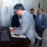 Caretaker Prime Minister Anwaar-ul-Haq Kakar recording his remarks in visitors' book at Mausoleum of the Father of the Nation, Quaid e Azam Muhammad Ali Jinnah