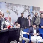 Former President and Prime Minister of Azad Jammu and Kashmir Sardar Mohammed Yaqoob Khan addressing a pictorial exhibition ceremony on 'Kashmir Exploitation Day ‘at Arts Council of Pakistan