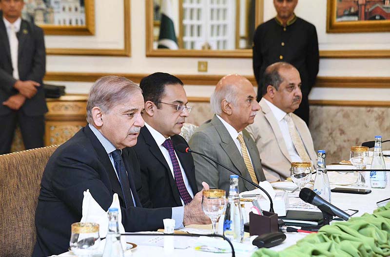 Prime Minister Muhammad Shehbaz Sharif addressing a farewell meeting held in the honor of Federal Secretaries