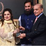 Prime Minister Shahbaz Sharif distributing award among the best performing Actors, Producers and Directors from Pakistan's Film Industry