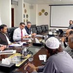 Officials of Petroleum division giving an overview of sector to Caretaker Minister for Energy Muhammad Ali on his first day in Office