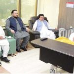Chairman Senate, Muhammad Sadiq Sanjrani and Senators inquiring about the health of Sardar Sarfraz Chakar Domki at a local Hospital
