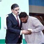 Caretaker Prime Minister Anwaar-ul-Haq Kakar distributes cheques of 2 million rupees each to individuals from the Christian community whose residences were damaged due to mob violence in Tehsil Jaranwala