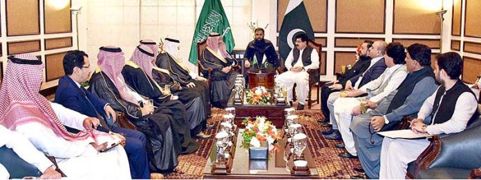 Eng. Khalid Saleh Almodaifer, Vice Minister of Industry and Production of the Kingdom of Saudi Arabia calling on Chairman Senate, Muhammad Sadiq Sanjrani