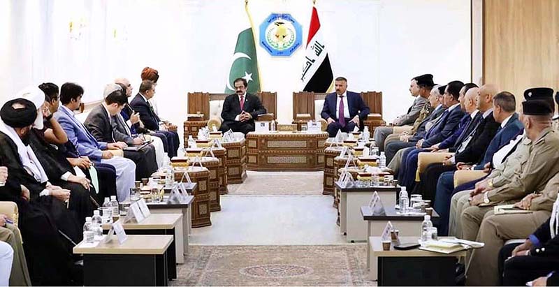 Federal Minister for Interior Rana Sana Ullah Khan in a delegation level meeting with Interior Minister of Iraq Abdul Amir Al Shammari