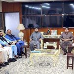 Caretaker Federal Minister for Interior, Sarfraz Ahmad Bugti in a meeting with the dignitaries from Balochistan