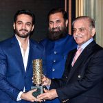 Prime Minister Shahbaz Sharif distributing award among the best performing Actors, Producers and Directors from Pakistan's Film Industry