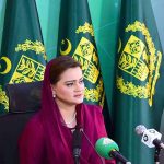Federal Minister for Information and Broadcasting, Marriyum Aurangzeb addressing a press conference
