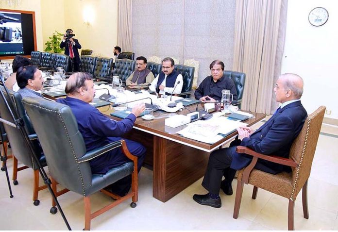 Prime Minister Muhammad Shehbaz Sharif chairing a meeting to discuss the project of setting up an Olympic Village in Islamabad