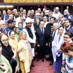Prime Minister Muhammad Shehbaz Sharif in a group photo with Speaker and Members of National Assembly at the farewell session of the National Assembly