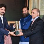 Prime Minister Shahbaz Sharif distributing award among the best performing Actors, Producers and Directors from Pakistan's Film Industry