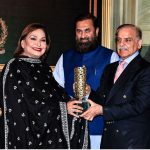Prime Minister Shahbaz Sharif distributing award among the best performing Actors, Producers and Directors from Pakistan's Film Industry
