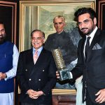 Prime Minister Shahbaz Sharif distributing award among the best performing Actors, Producers and Directors from Pakistan's Film Industry