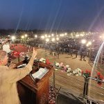 Prime Minister Muhammad Shehbaz Sharif addressing to a public gathering