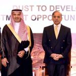 Prime Minister Muhammad Shehbaz Sharif and Saudi vice Minister for Mining Affairs, Ministry of Industry and Mineral Resources Khaled Saleh Al-Mudaifer at Pakistan Mineral Summit