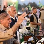 Prime Minister Muhammad Shehbaz Sharif addressing to a public gathering
