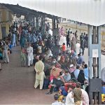 Many passengers are stuck at Cantt Station because of the derailed Hazara Express near Nawabshah