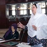 Minister Social Welfear Gilgit-Baltistan Dilshad Bano addressing during the 2nd sitting of 23rd session of Gilgit-Baltistan Assembly under the chair of Speaker Gilgit-Baltistan Assembly Nazir Ahmad Advocate at Assembly Secretariat