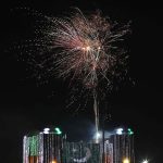 Fireworks are arranged at Damdama building on the occasion of 77th Independence Day celebration