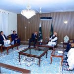 Prime Minister Muhammad Shehbaz Sharif offering condolences to President JUI-F for the party workers who were martyred in a suicide attack on JUI workers convention in Khar, Bajaur