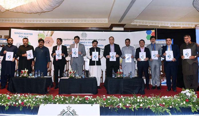 Sindh Chief Minister Syed Murad Ali Shah along with Provincial Ministers launches 'Sindh Water Policy' at a local hotel