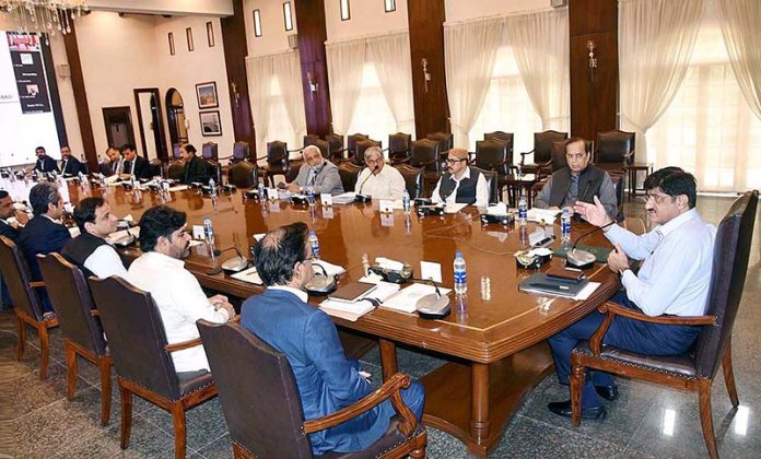 Sindh chief Minister Syed Murad Ali Shah presides over a 41st PPP Policy Board Meeting at CM House
