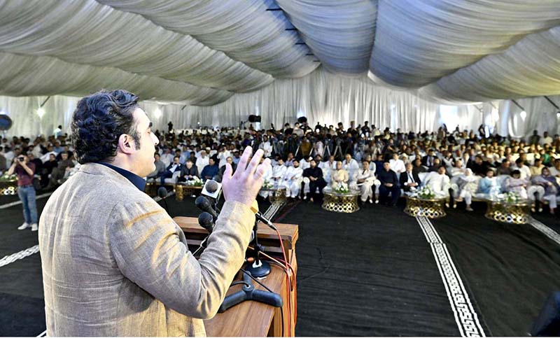 Chairman Pakistan People's Party and Foreign Minister Bilawal Bhutto Zardari addressing at the inaugural ceremony of Sindh Institute of Urology and Transplantation (SIUT) Medical Complex
