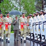 The outgoing Prime Minister Muhammad Shehbaz Sharif being presented Guard of Honor at Prime Minister's House