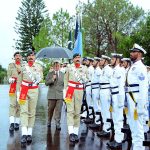 The outgoing Prime Minister Muhammad Shehbaz Sharif being presented Guard of Honor at Prime Minister's House