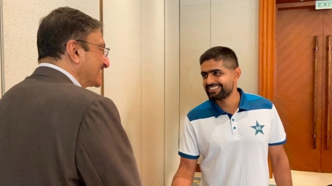 Zaka Ashraf meets Pakistan team in Hambantota ahead of Afghanistan series