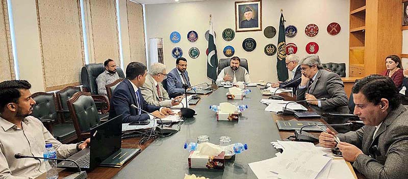 Caretaker Federal Minister for Interior Sarfraz Ahmad Bugti and Federal Minister for Communication and Railways Shahid Ashraf Tarar during a Meeting of the Cabinet Sub-Committee on ECL