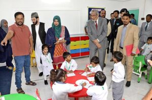 Caretaker Chief Minister Sindh Justice (Retd) Maqbool Baqar inaugurates JDC Foundation's School "House of Education" at Federal B. Area.