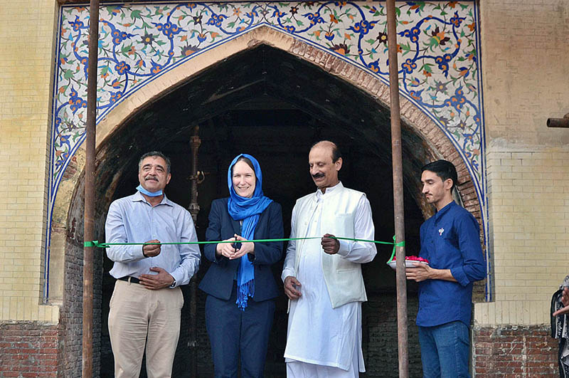 US Consul General in Lahore Kristin Hawkins inaugurates conservation and restoration project of the historical Wazir Khan Mosque built in 1634
