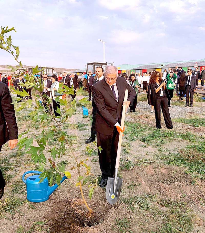 The Caretaker Planning Minister for Development & Special Initiatives Muhammad Sami Saeed planting a tree during his visit in Azerbaijan, where the Second Azerbaijan National Urban Forum & Global Observance of World Habitat Day 2023, is being held. The Forum is organized by the State Committee on Urban Planning & Architecture of Azerbaijan in collaboration with the United Nations Human Settlements Programme (UN-Habitat) in Zangilan City as part of the Azerbaijan Urban Week
