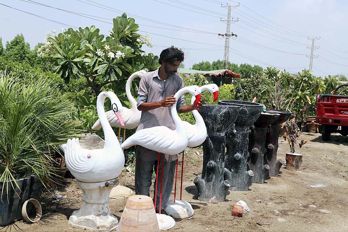 A roadside vendor displaying bird stuff to attract the customer at Eidgah road.