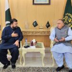 Caretaker Federal Minister for Interior Sarfraz Ahmed Bugti in a meeting with Former Federal Minister Mir Changaiz Khan Jamali