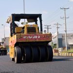 Heavy machinery being used for construction work of Lahore road during development work in the city.