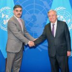 Caretaker Prime Minister Anwaar-ul-Haq Kakar meets the United Nations Secretary General Antonio Guterres on the sidelines of the 78th session of the United Nations General Assembly
