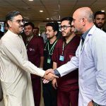 Caretaker Prime Minister Anwaar -ul-Haq Kakar interacts with the doctors and para-medical staff of Cardiac Hospital.