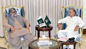 Chairman PM's Taskforce on Gandhara Tourism, Minister of State Dr. Ramesh Kumar Vankwani in a meeting with caretaker CM Balochistan Ali Mardan Khan Domki at CM House.