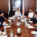 Caretaker Federal Minister for Energy Ali Muhammad Chairing a meeting with officers of K electric