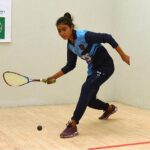 Players giving squash trials for Prime Minister Talent Hunt Youth Sports League at Squash Complex
